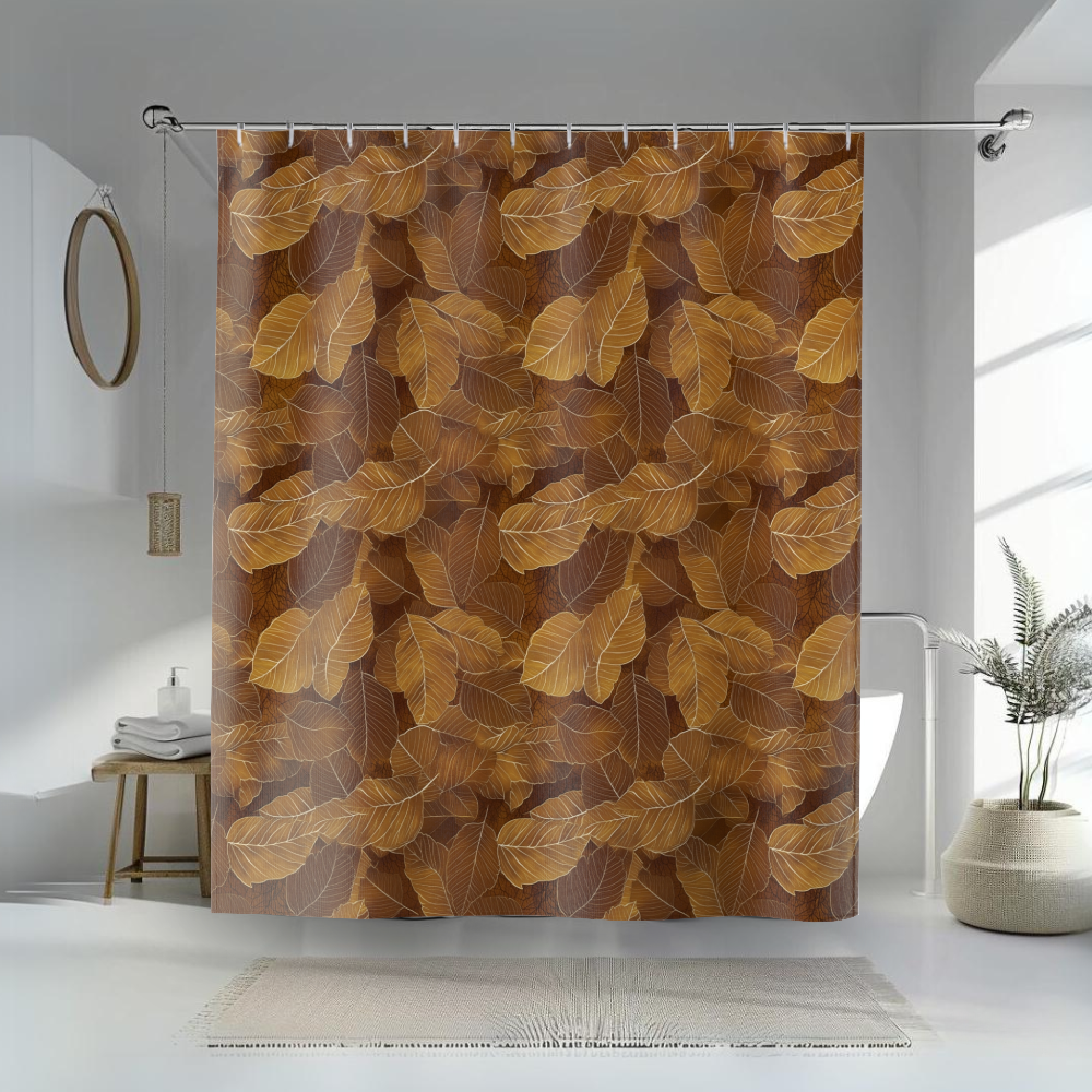 Brown Leaves Shower Curtains