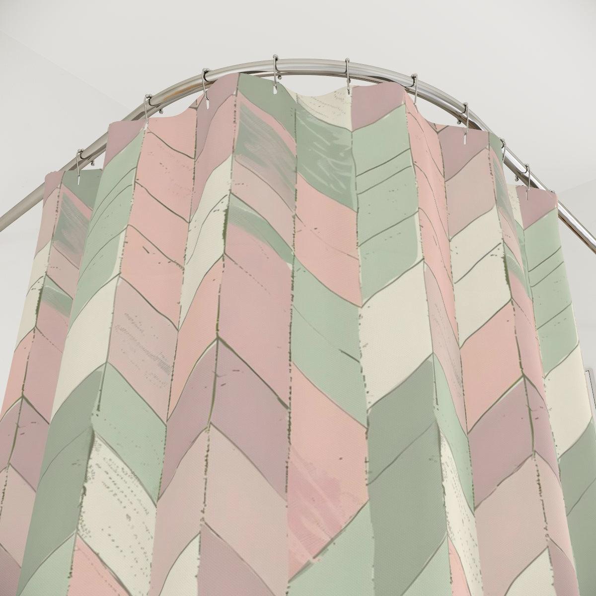 Pastel Herringbone Shower Curtain