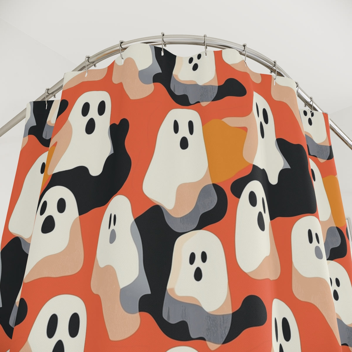 Orange Ghosts Shower Curtain