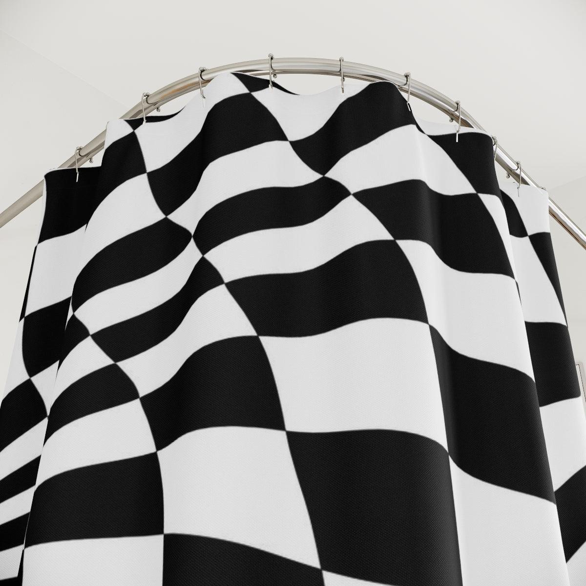 Wavy Checkered Shower Curtain