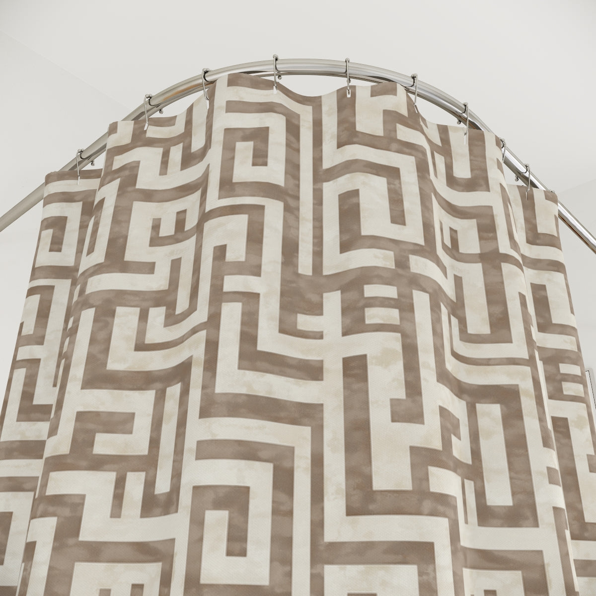 Brown Greek Key Shower Curtains