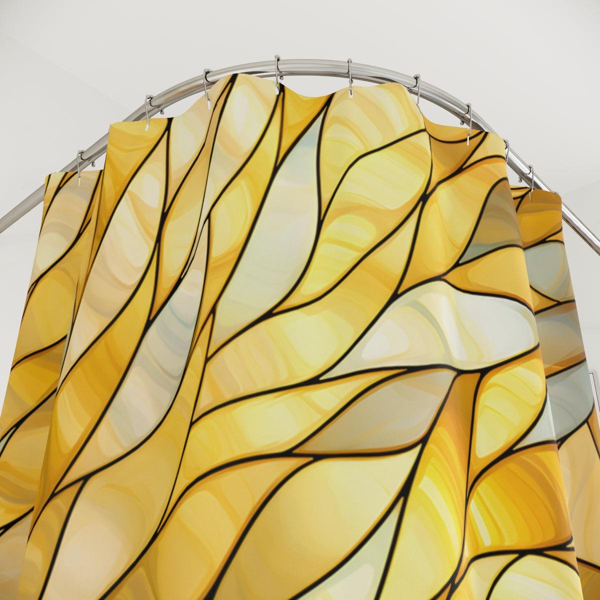 Gold Stained Glass Petals Shower Curtain