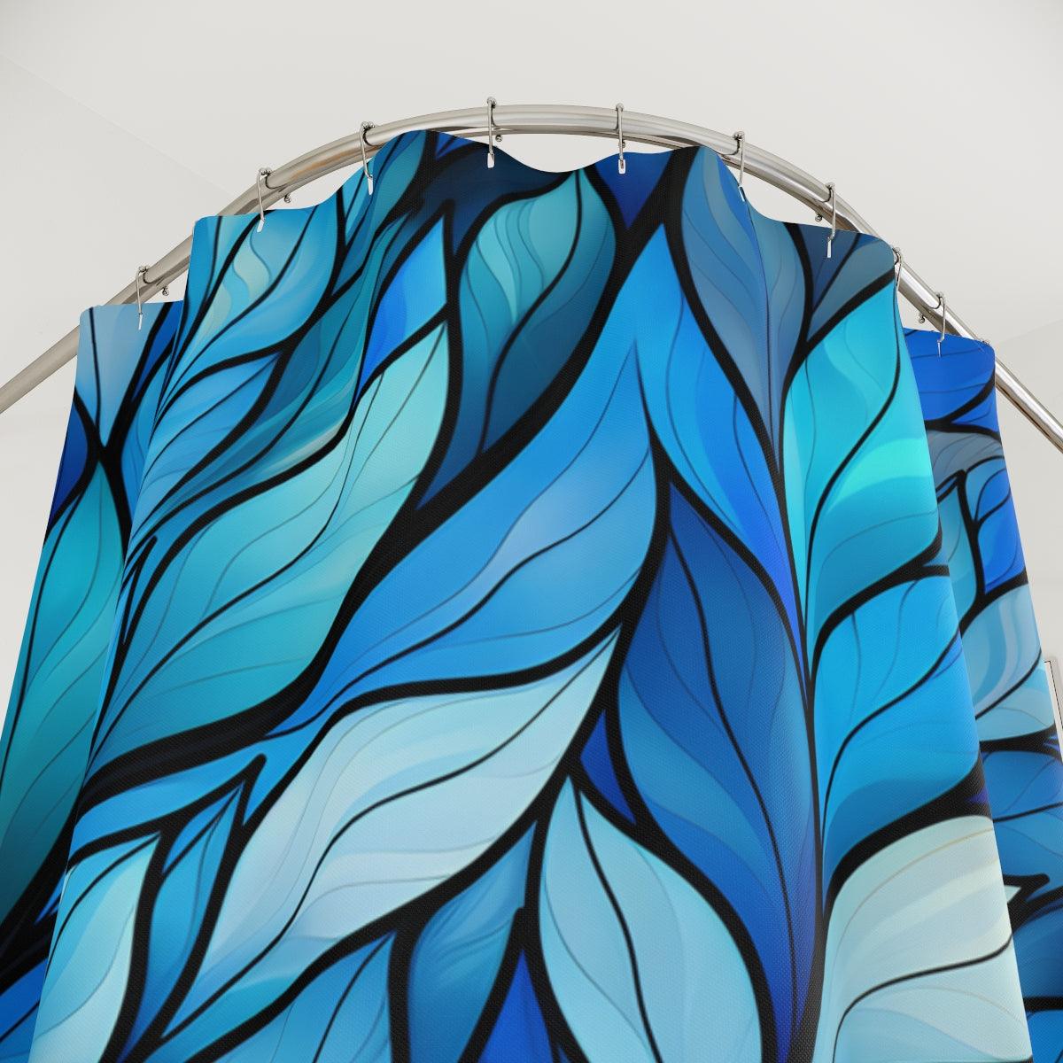 Blue Stained Glass Petals Shower Curtain