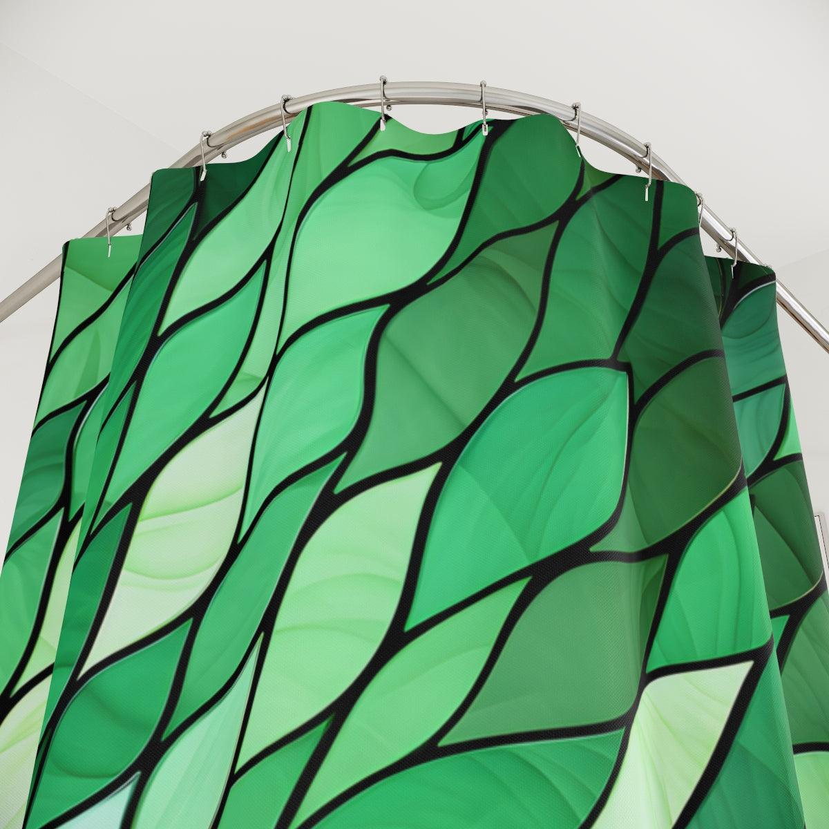 Green Stained Glass Petals Shower Curtain