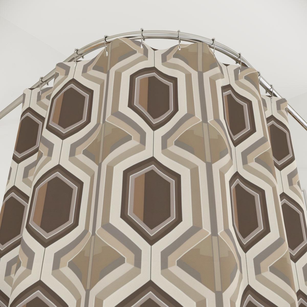 Modern Beige Hexagon Shower Curtain