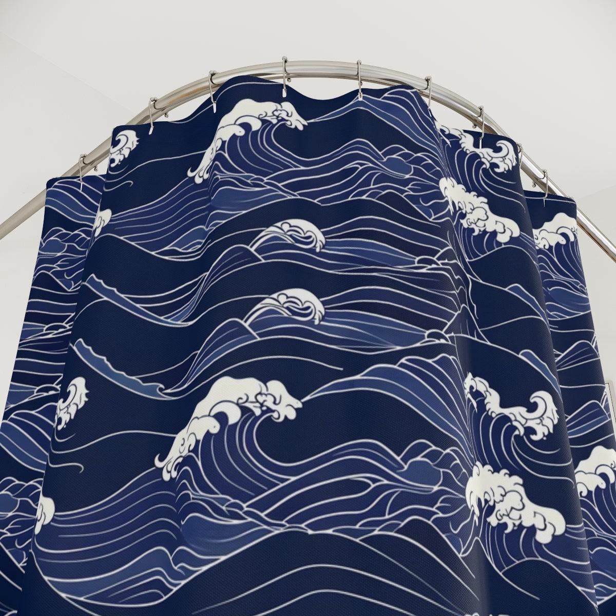 Indigo Waves Shower Curtain