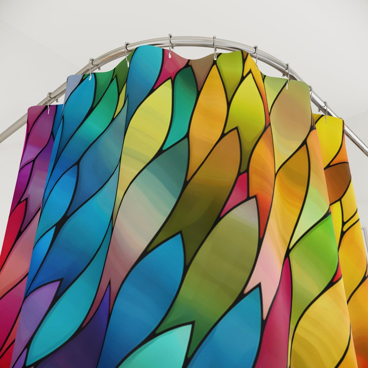 Rainbow Stained Glass Petals Shower Curtain