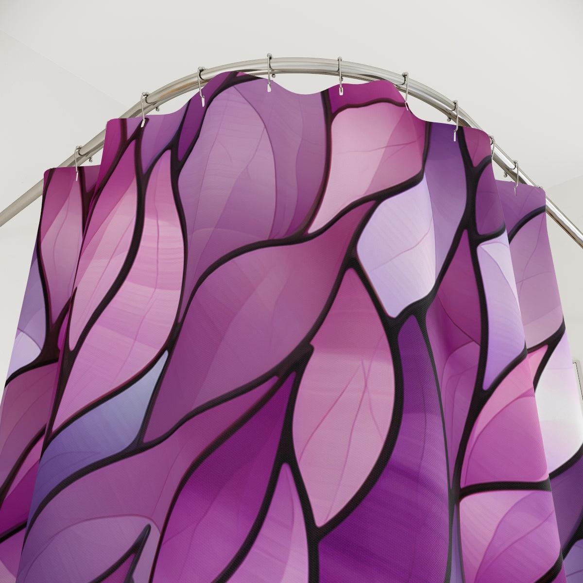 Purple Stained Glass Petals Shower Curtain