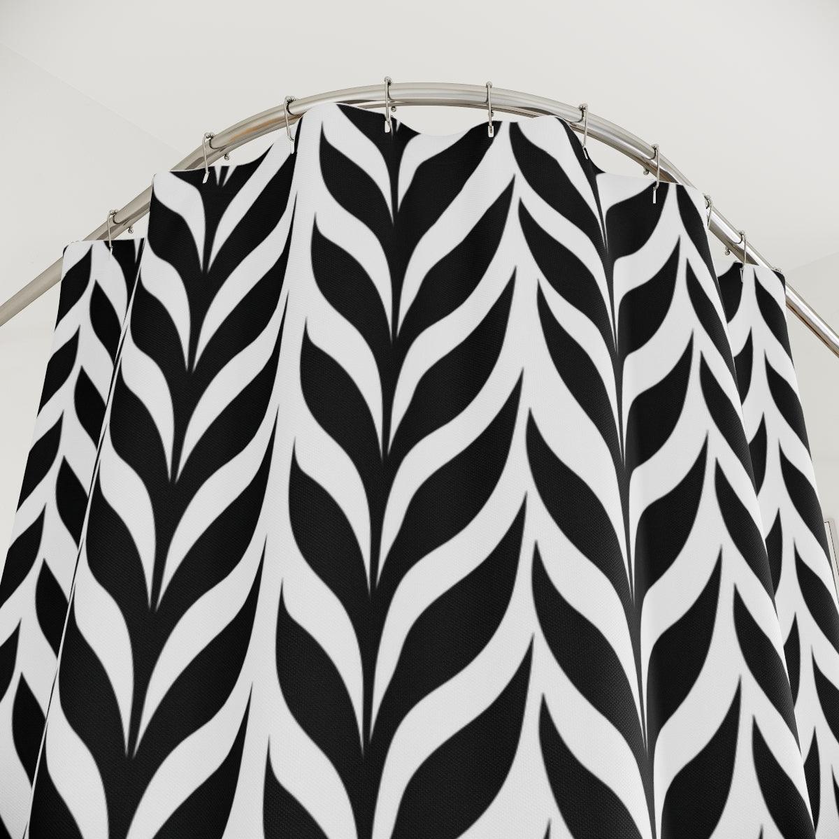 Black and White Modern Fern Shower Curtains