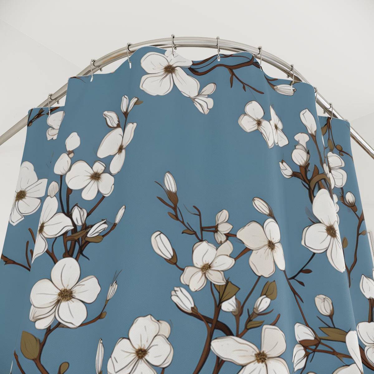 Blue Modern Farmhouse Shower Curtain