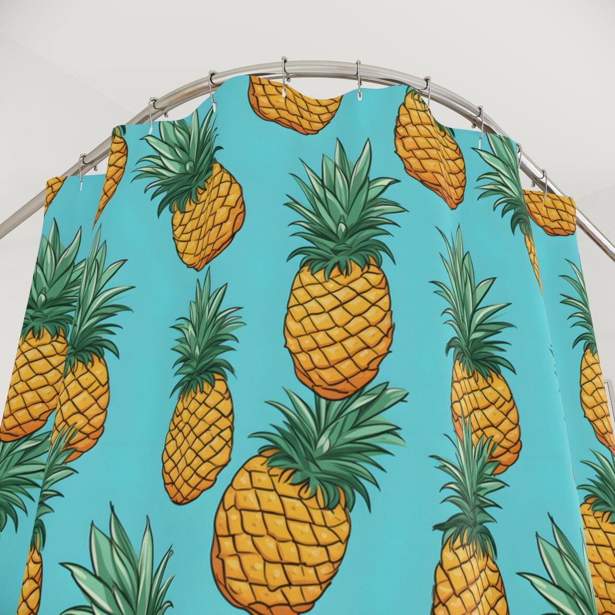 Pineapple blue Shower Curtains