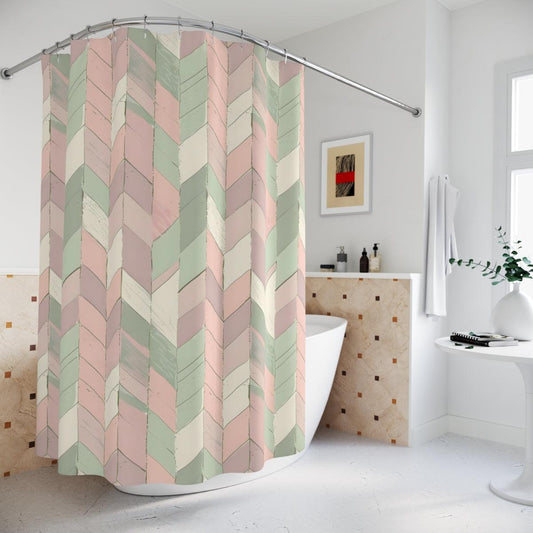 Pastel Herringbone Shower Curtain