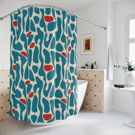 Abstract Turquoise Shower Curtain