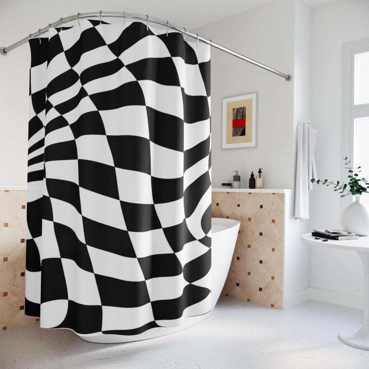 Wavy Checkered Shower Curtain