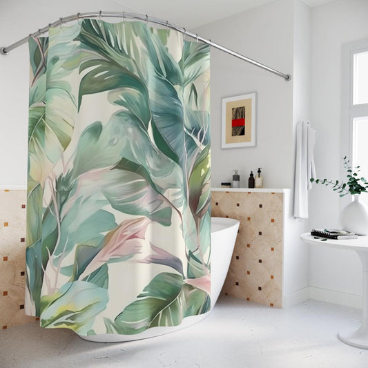 Tropical Leaves Shower Curtain