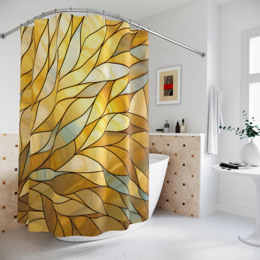 Gold Stained Glass Petals Shower Curtain