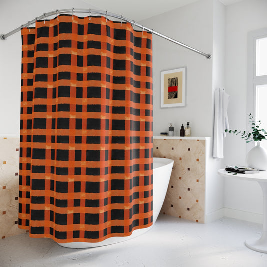 Halloween Bold Buffalo Check Shower Curtain