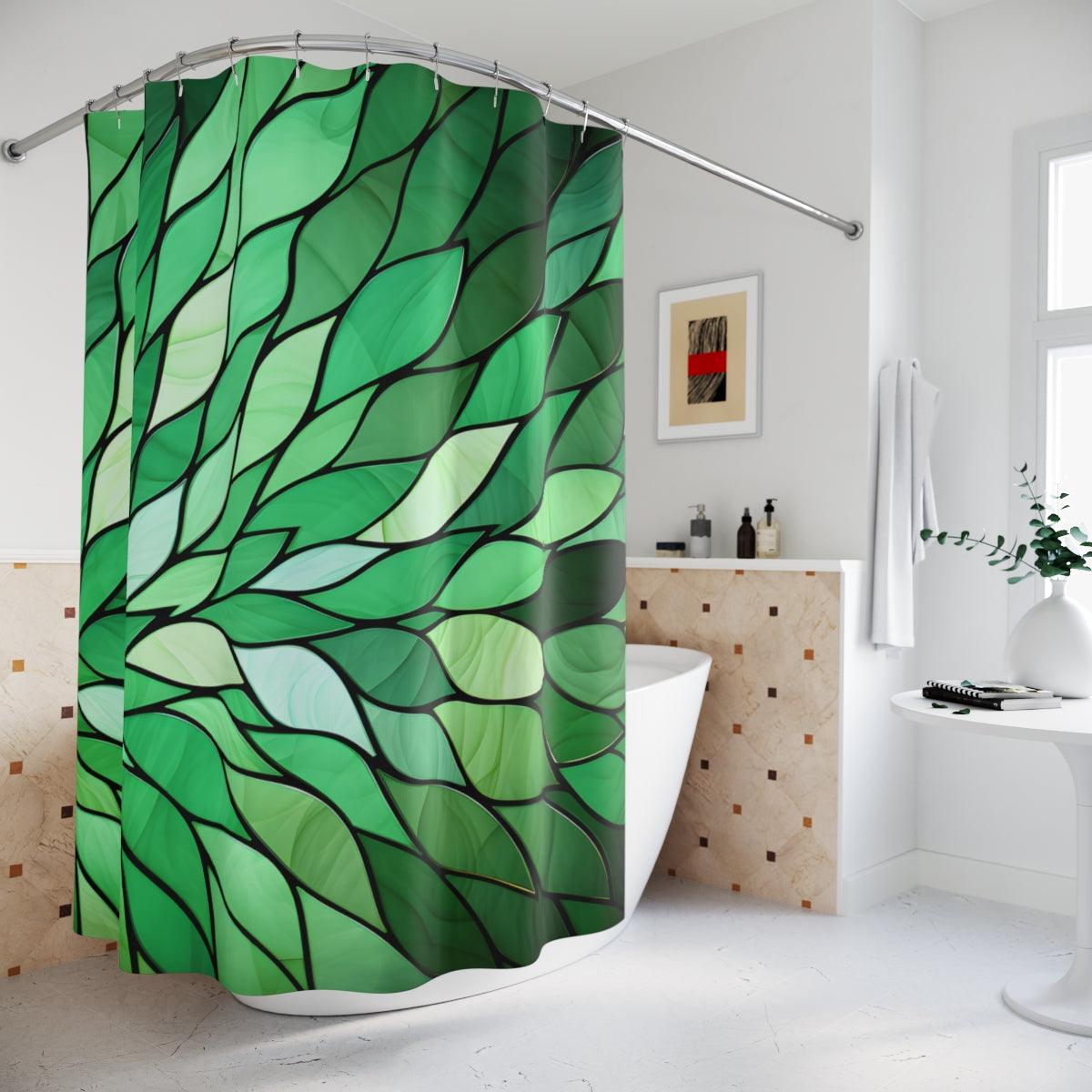 Green Stained Glass Petals Shower Curtain