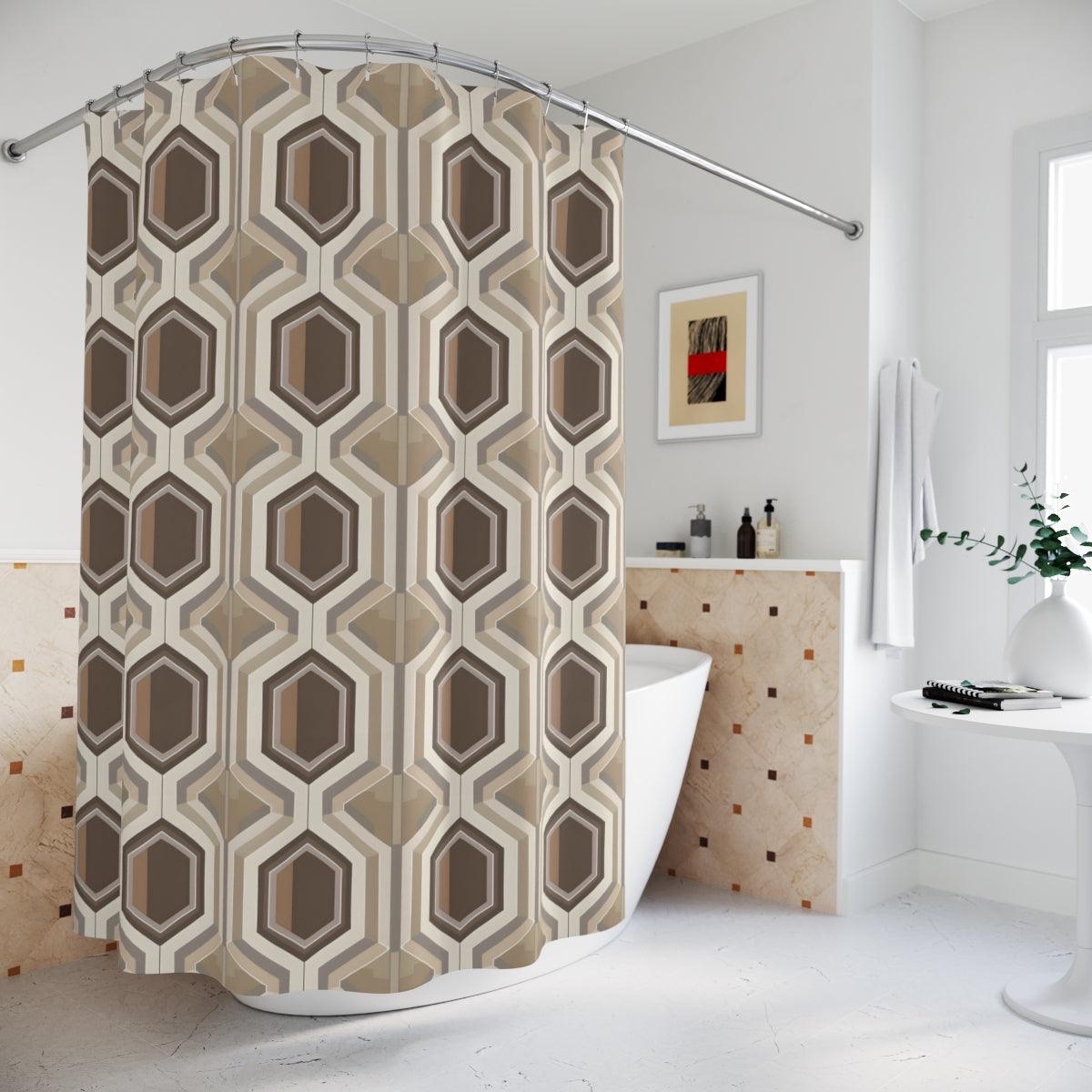 Modern Beige Hexagon Shower Curtain