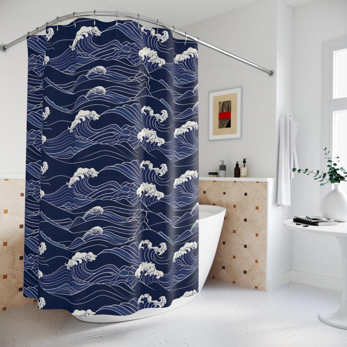 Indigo Waves Shower Curtain