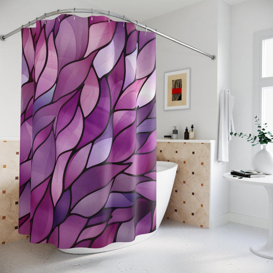 Purple Stained Glass Petals Shower Curtain