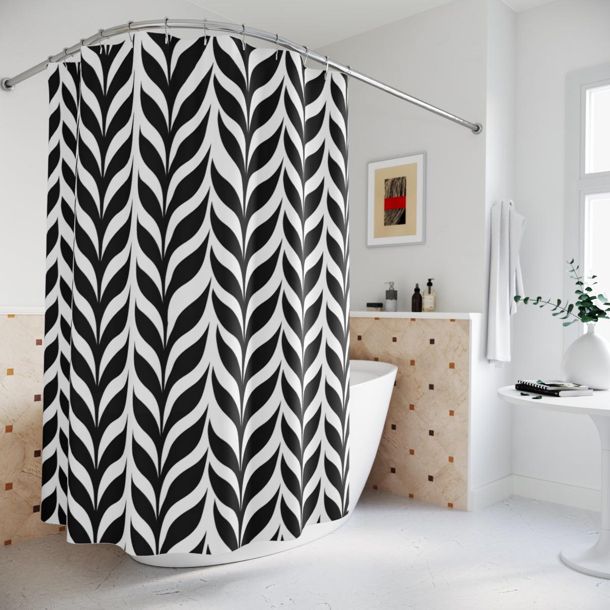 Black and White Modern Fern Shower Curtains