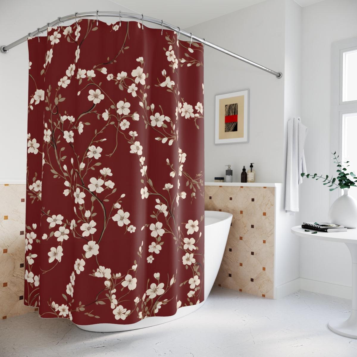 Red Modern Farmhouse Shower Curtain