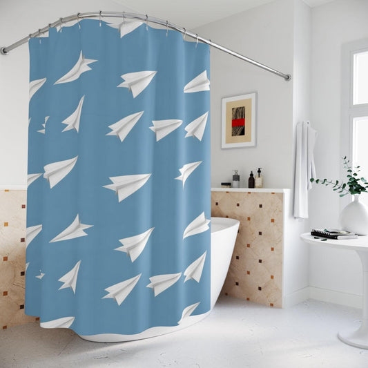 Paper Plane Adventure Shower Curtain