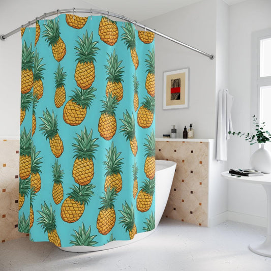 Pineapple blue Shower Curtains