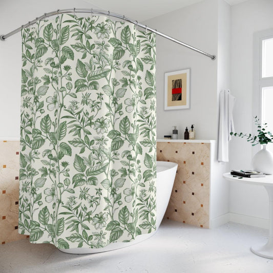 Green Botanical Bliss Shower Curtain