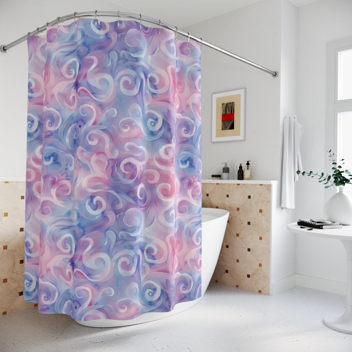 Pastel Watercolor Swirls Shower Curtain