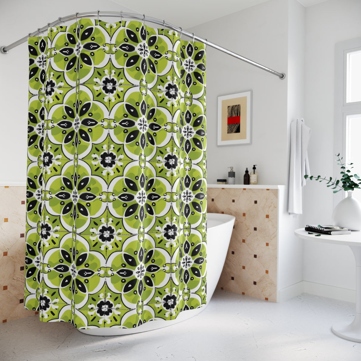 Lime Tile Shower Curtain