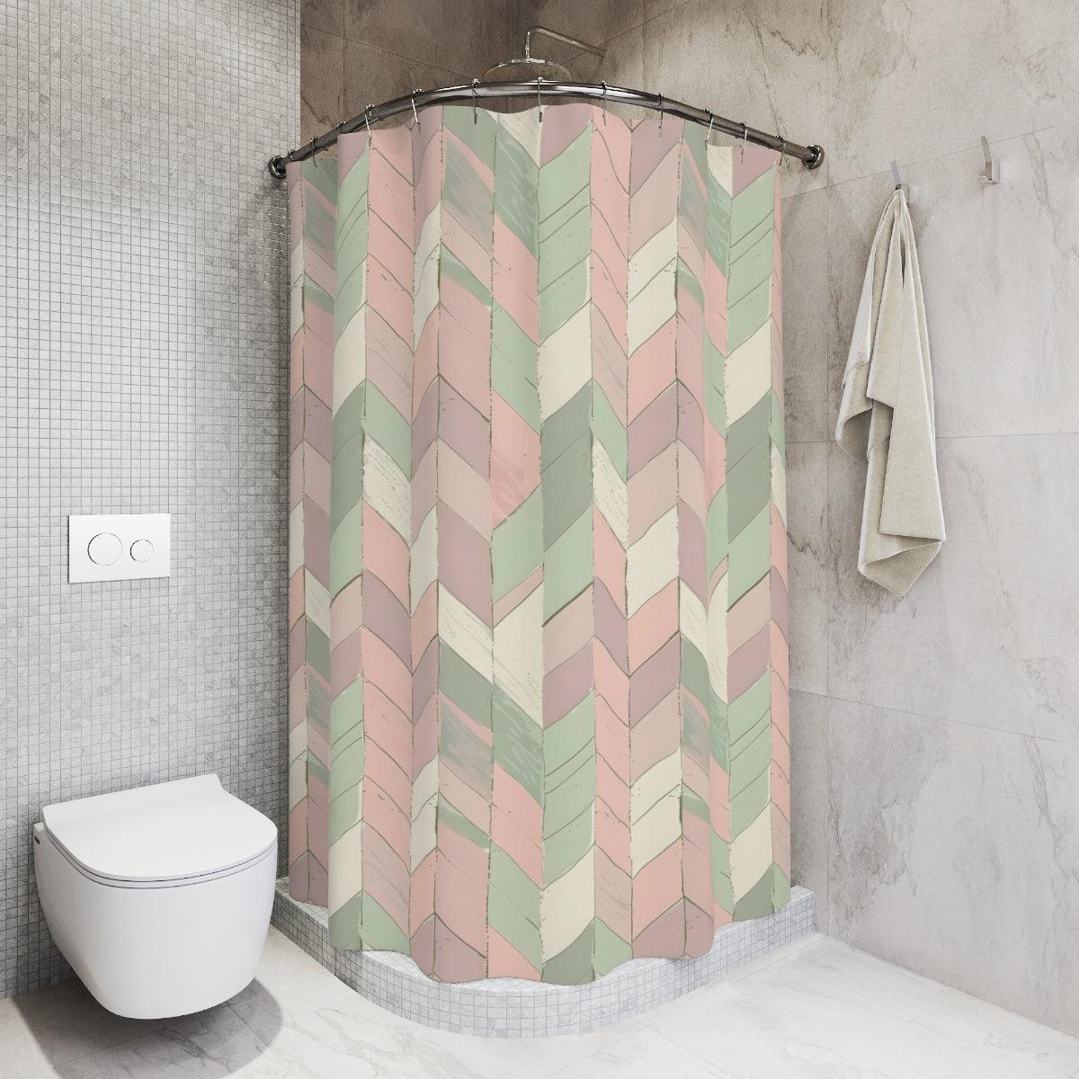 Pastel Herringbone Shower Curtain