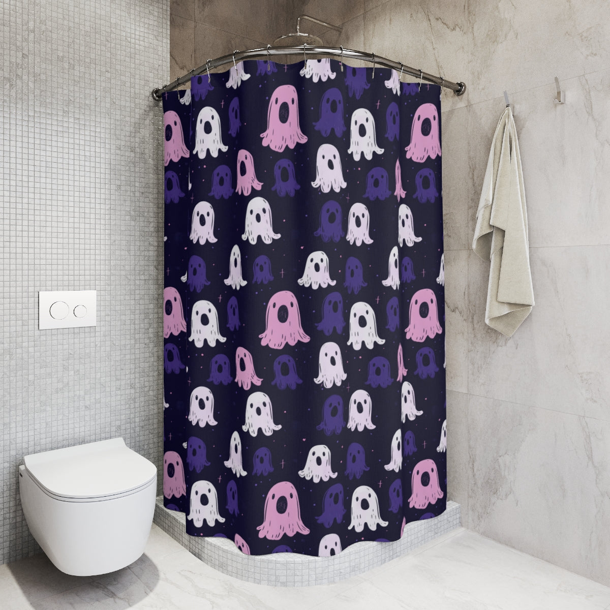 Purple Ghosts Shower Curtains