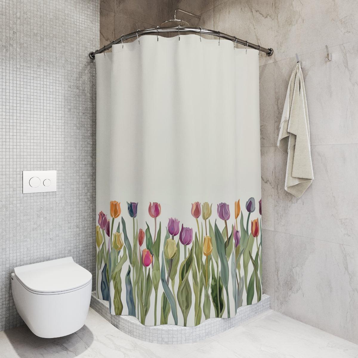 Watercolor Spring Tulips Shower Curtain