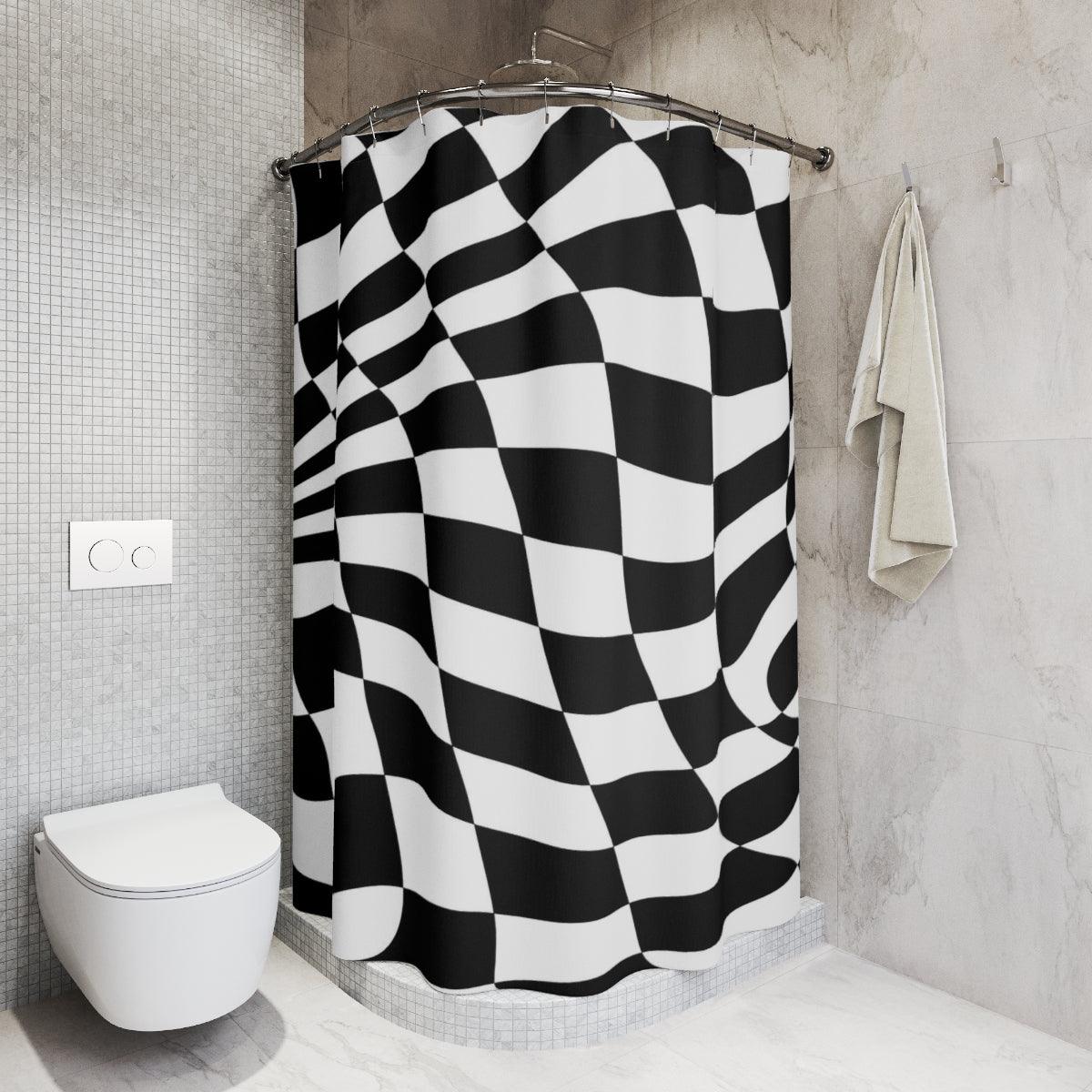 Wavy Checkered Shower Curtain