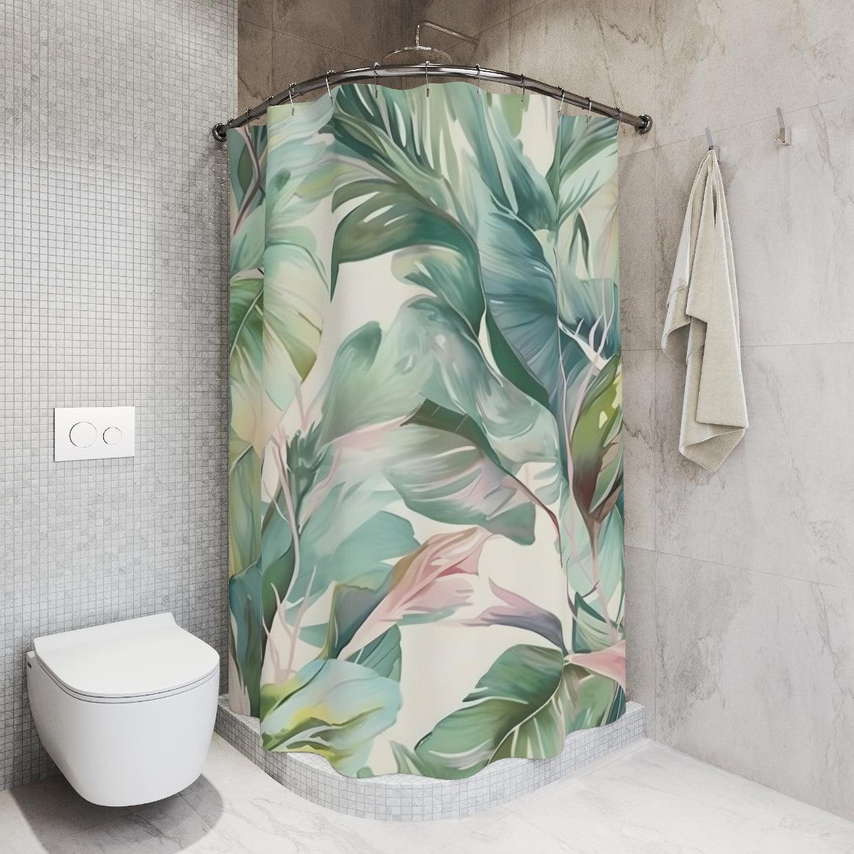 Tropical Leaves Shower Curtain