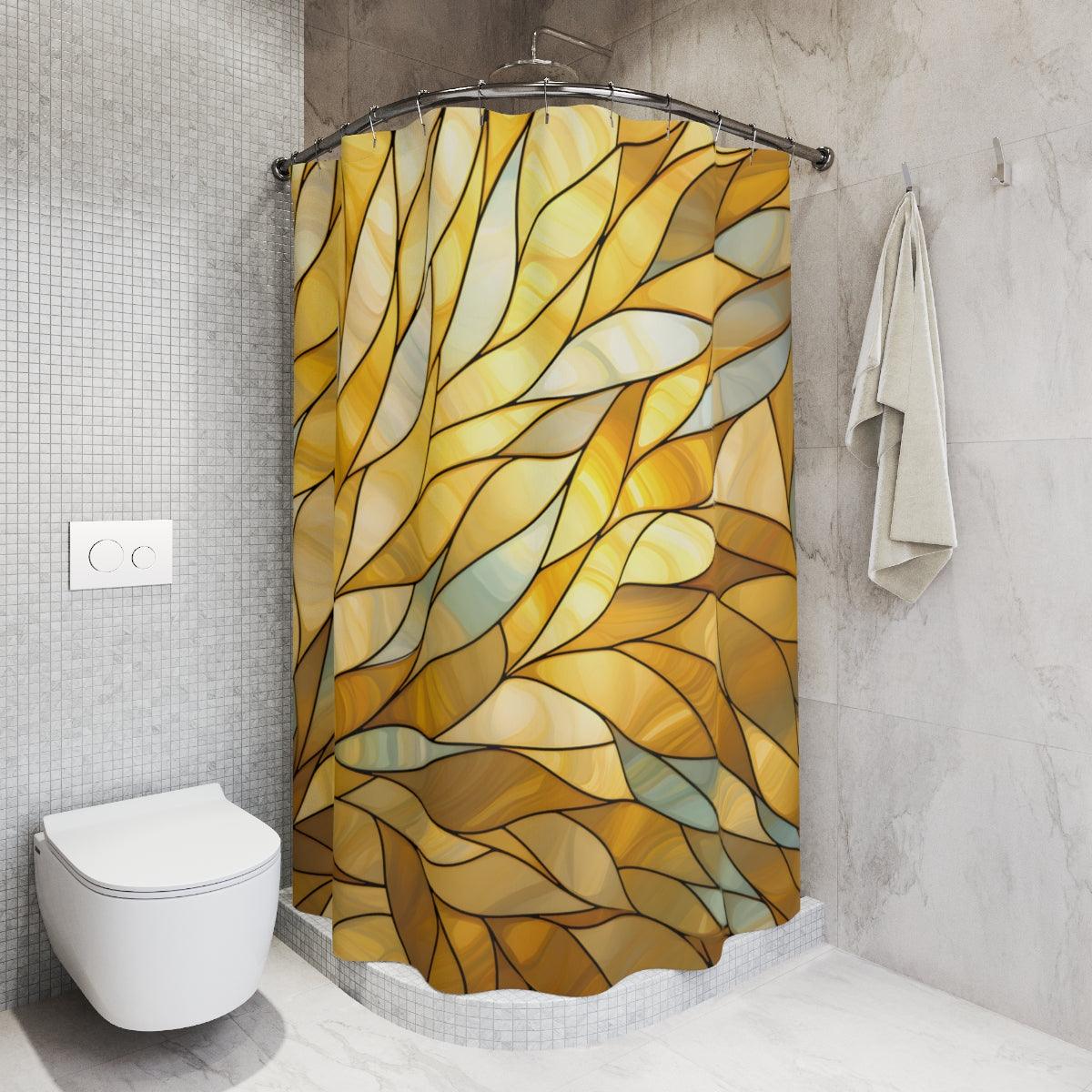 Gold Stained Glass Petals Shower Curtain