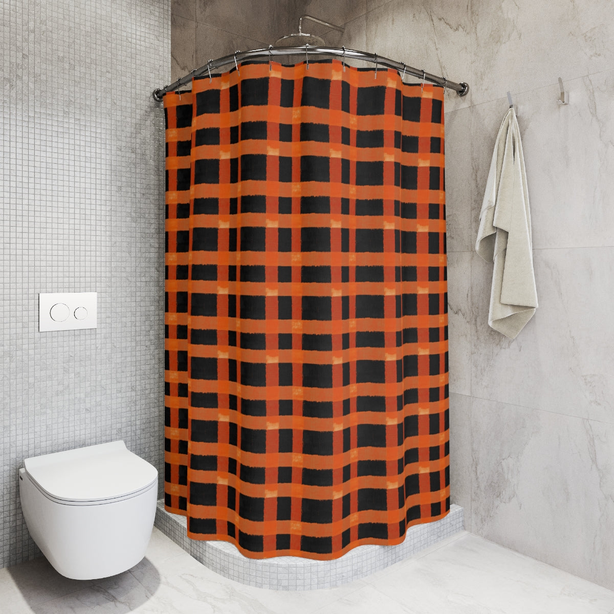 Halloween Bold Buffalo Check Shower Curtain