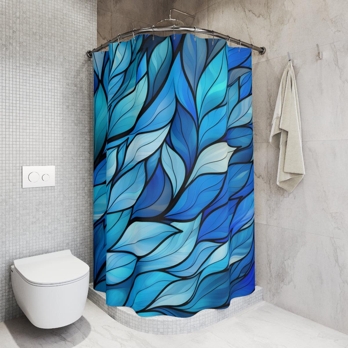 Blue Stained Glass Petals Shower Curtain