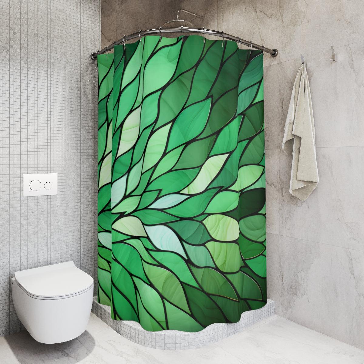 Green Stained Glass Petals Shower Curtain