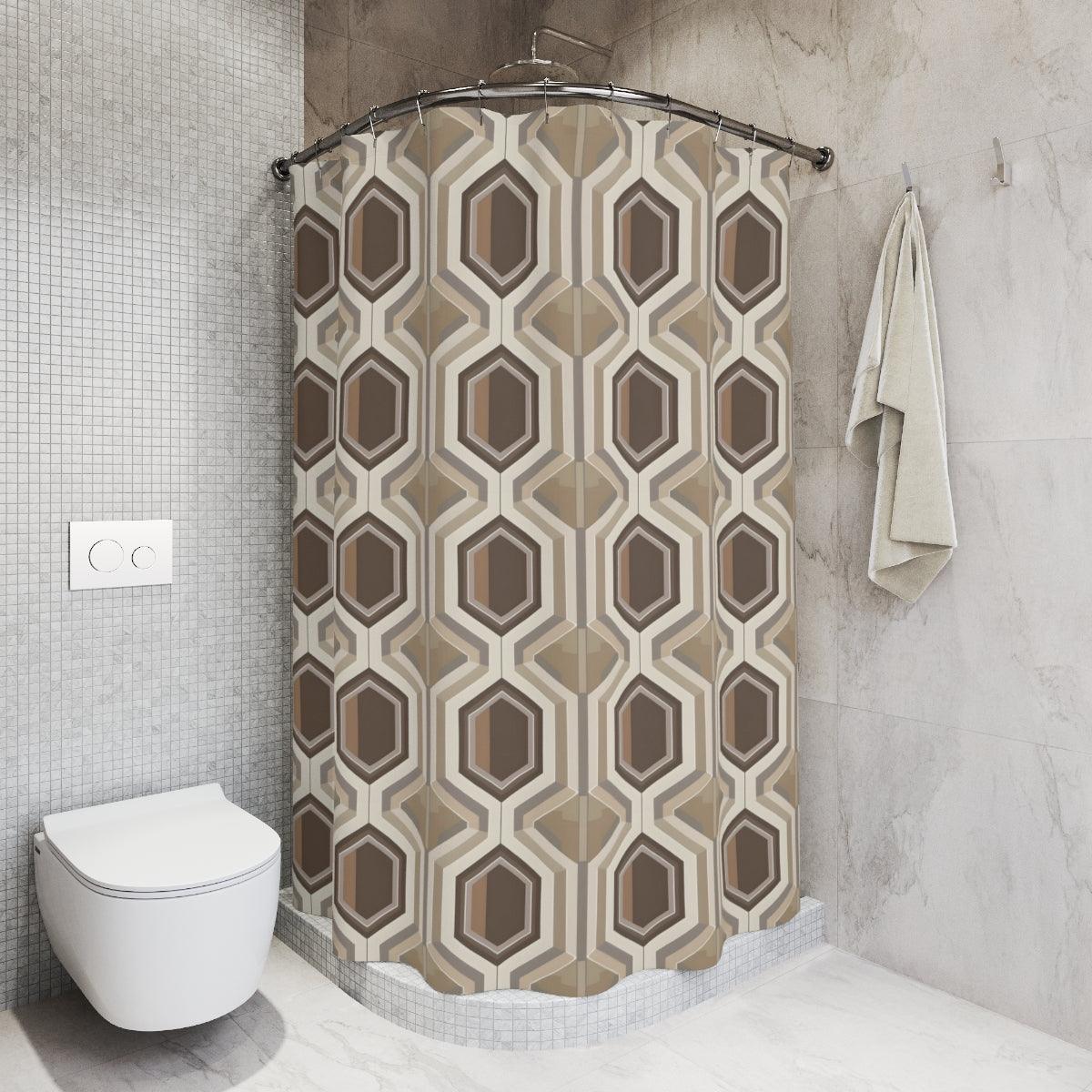 Modern Beige Hexagon Shower Curtain