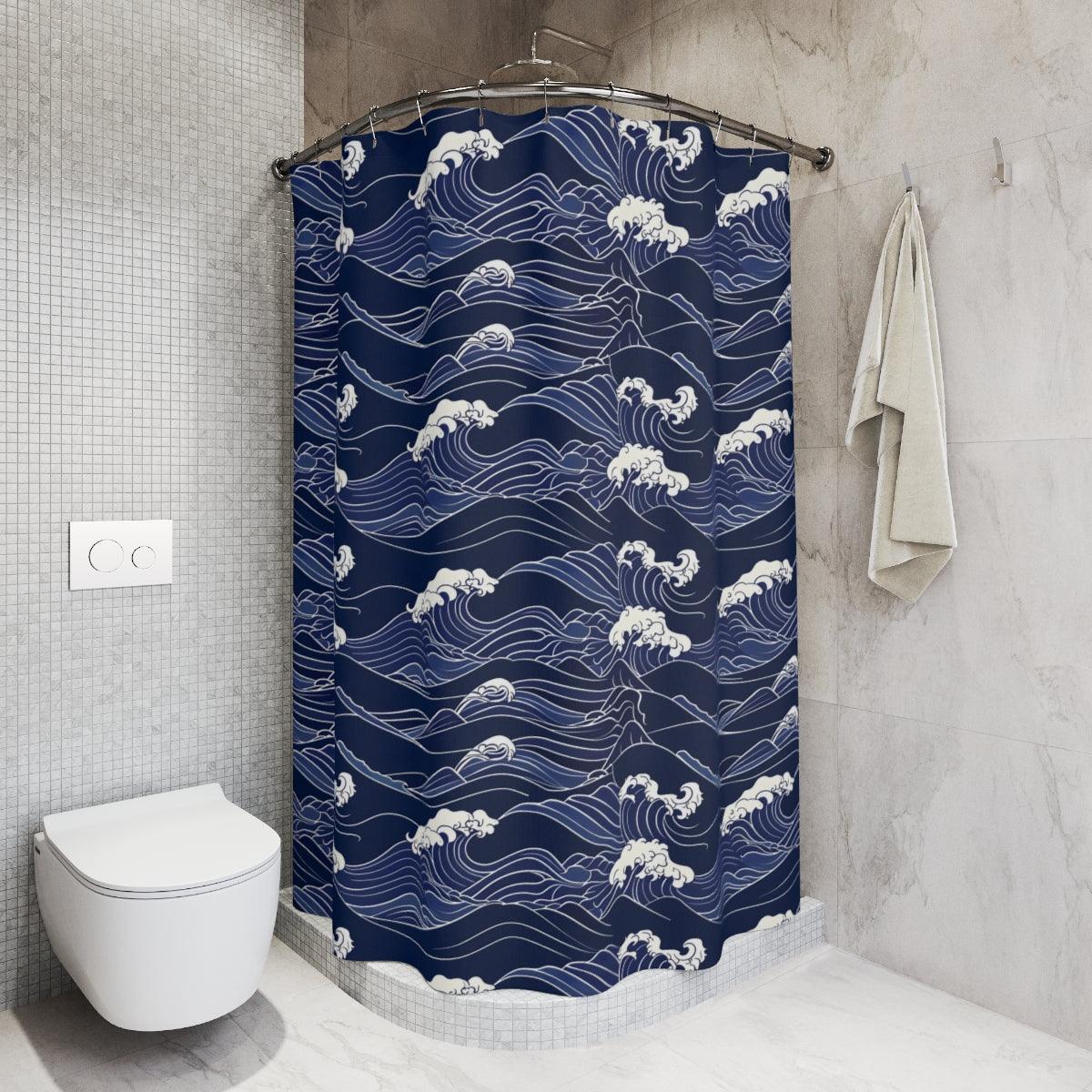 Indigo Waves Shower Curtain