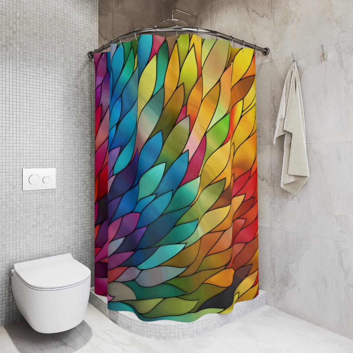 Rainbow Stained Glass Petals Shower Curtain