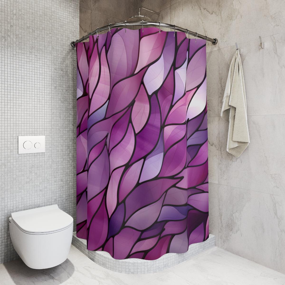 Purple Stained Glass Petals Shower Curtain