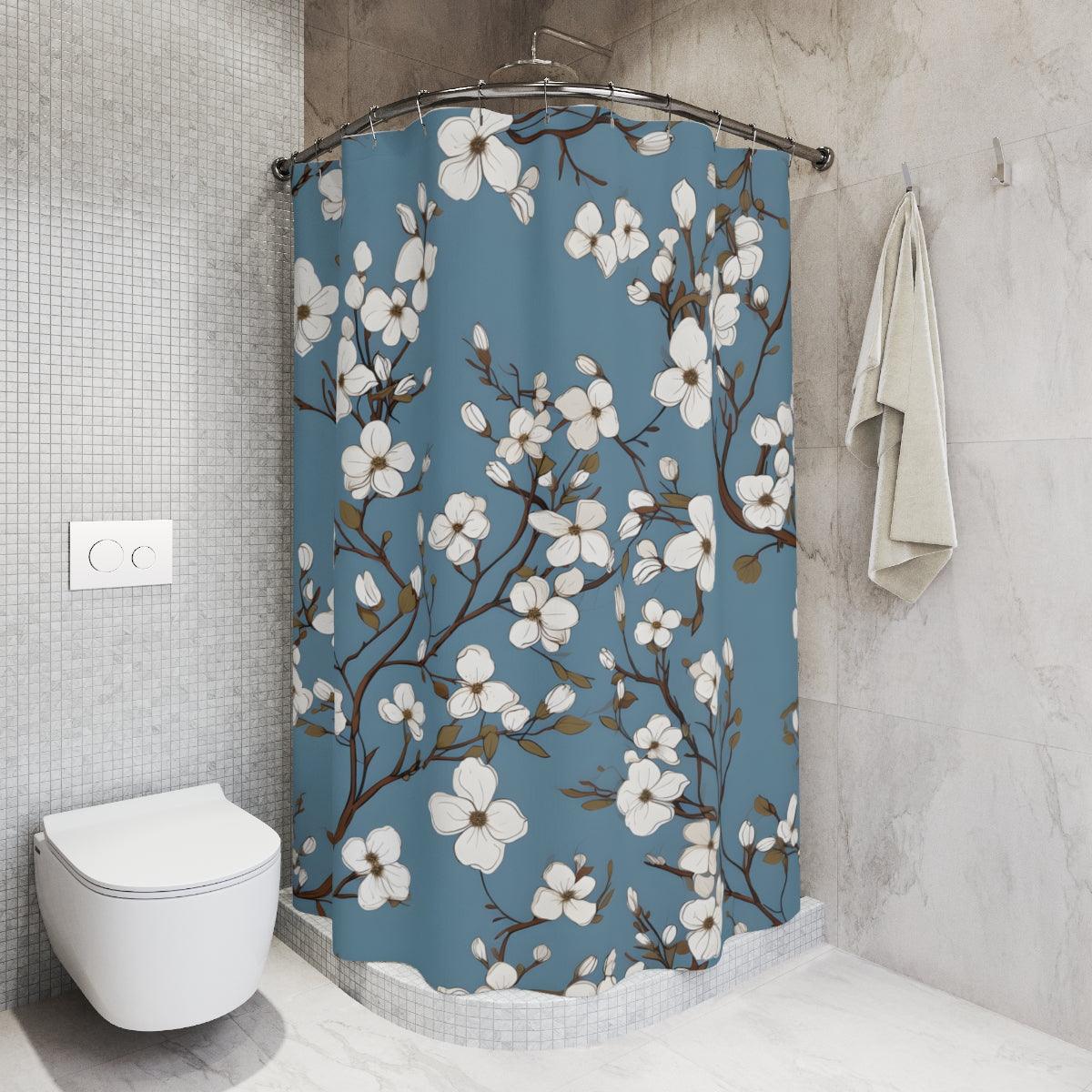 Blue Modern Farmhouse Shower Curtain