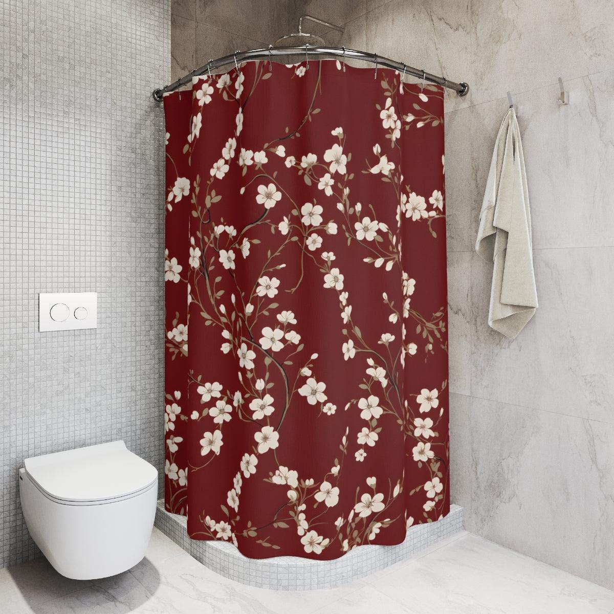 Red Modern Farmhouse Shower Curtain