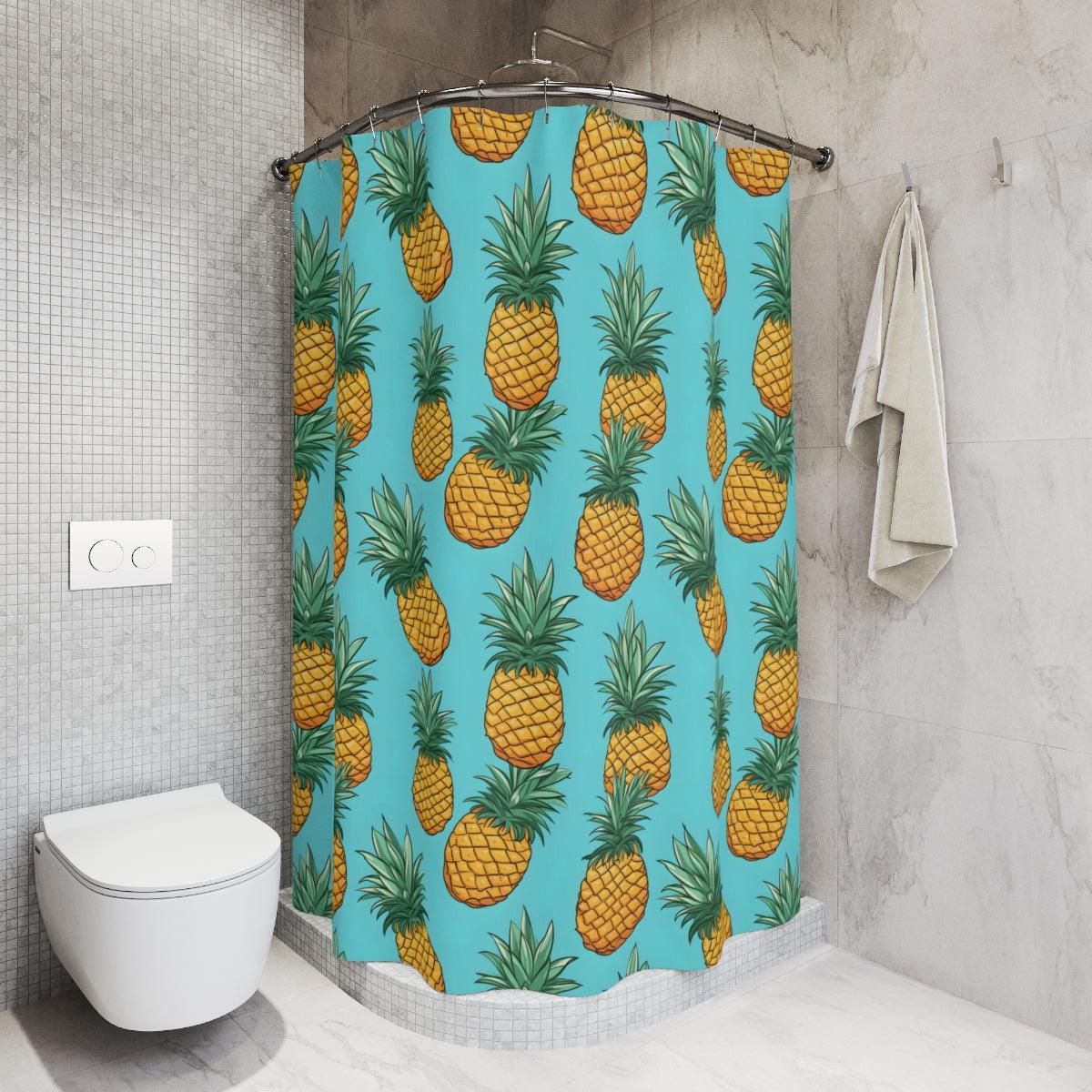 Pineapple blue Shower Curtains