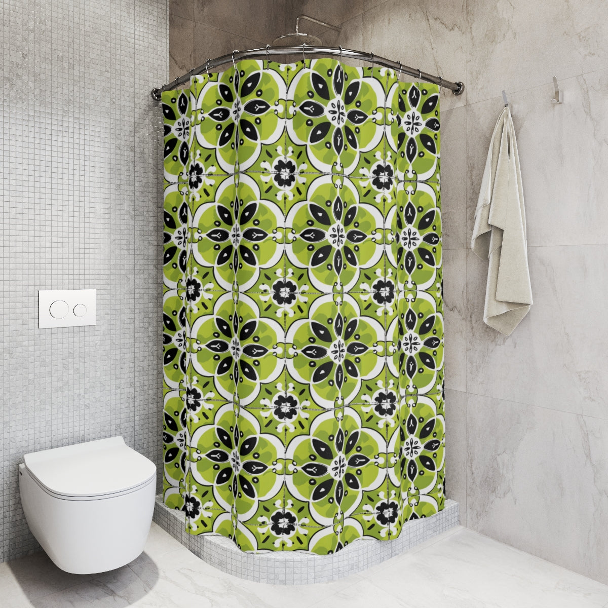 Lime Tile Shower Curtain