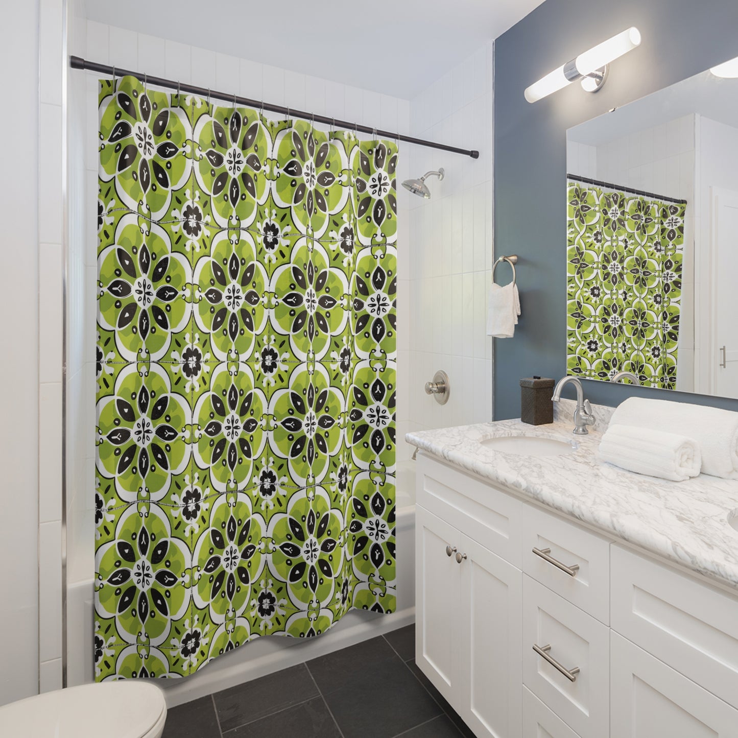 Lime Tile Shower Curtain